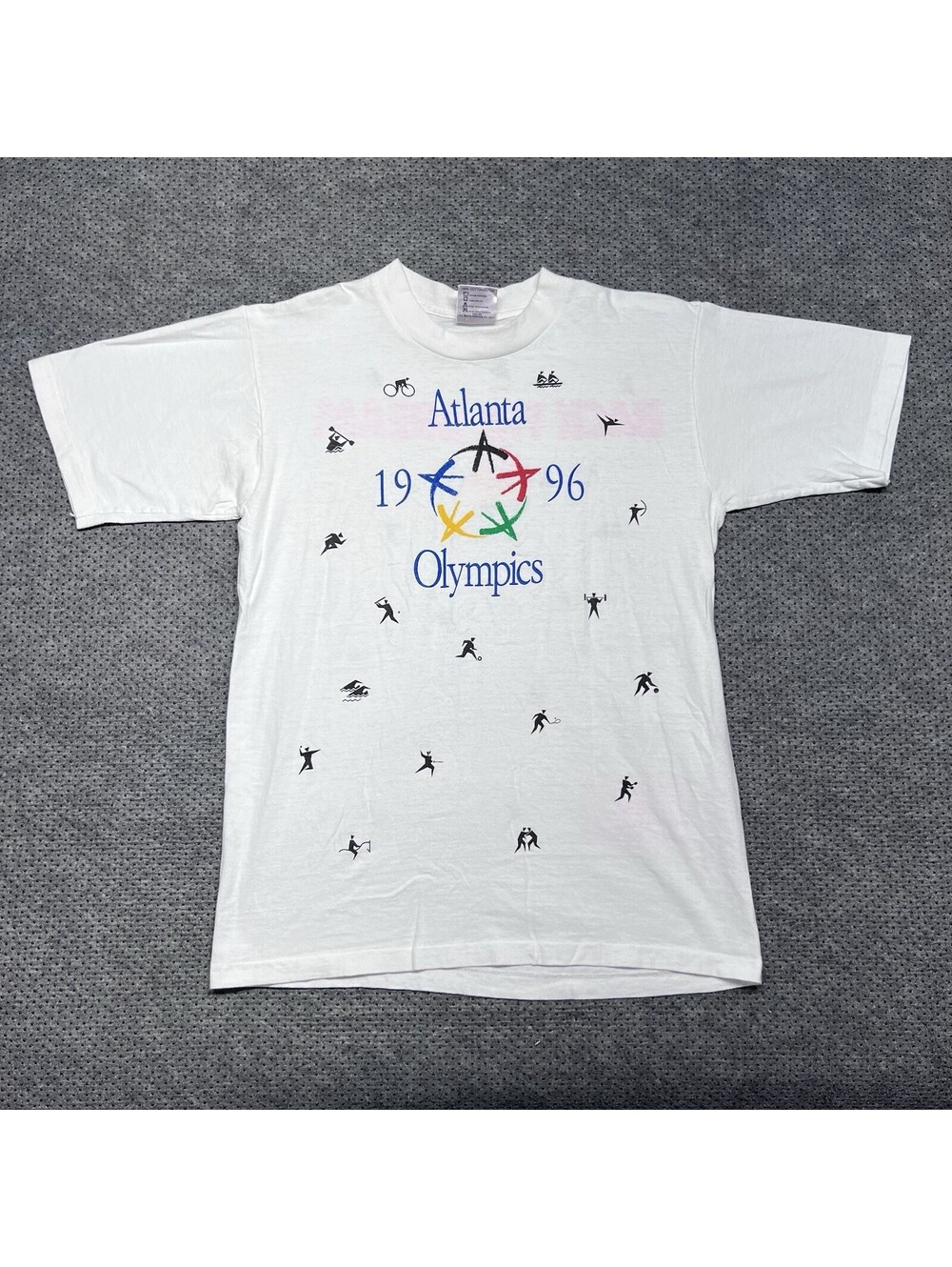 Vintage 1996 Atlanta Summer Olympics Games T-Shirt Large AOP RARE MENS WHITE